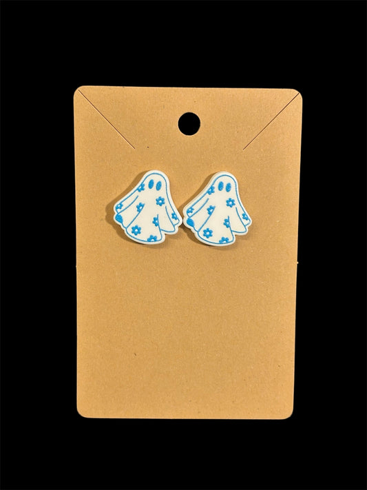 Blue Flower Ghost Earrings