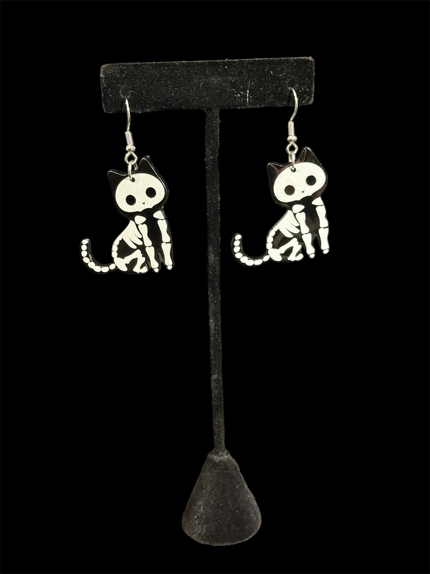 Skeleton Cat Earrings