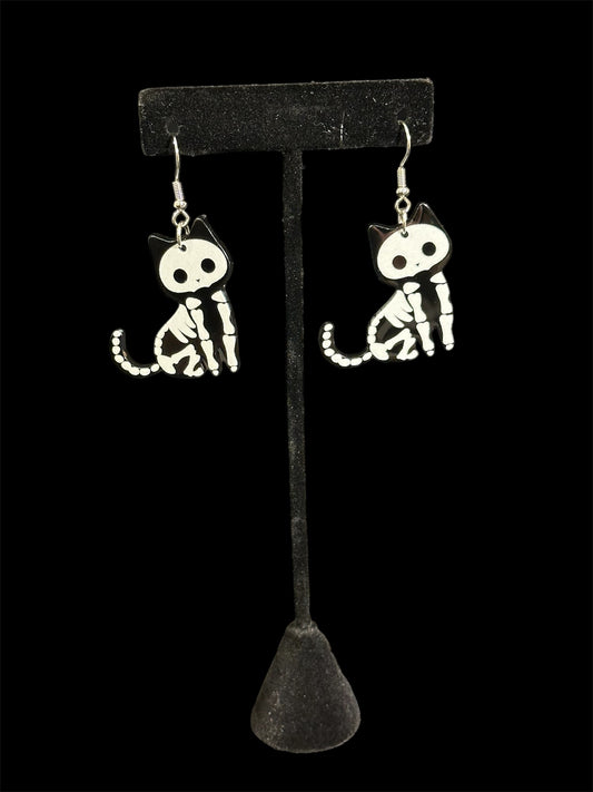 Skeleton Cat Earrings