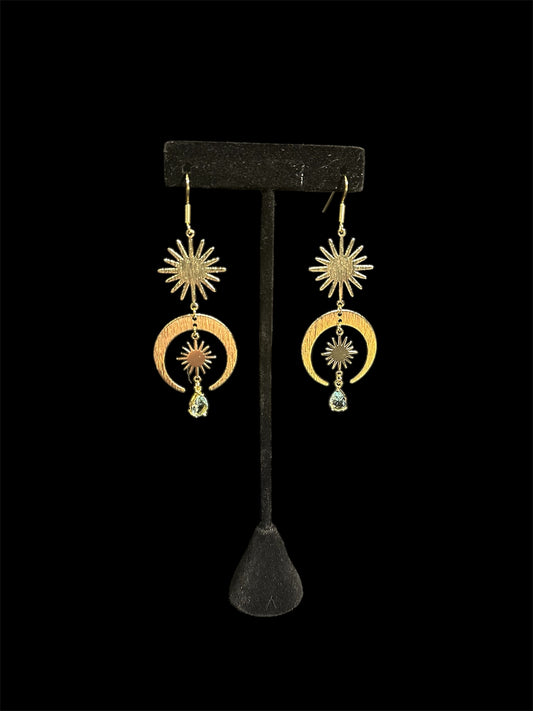 Gold Sun and Moon Earrings